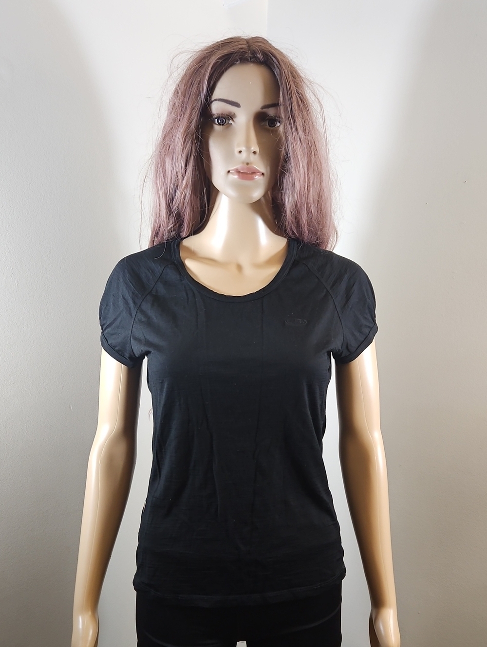 Icebreaker Merino Wool Black Women’s Short Sleeve Tee Scoop neck Top T Shirt